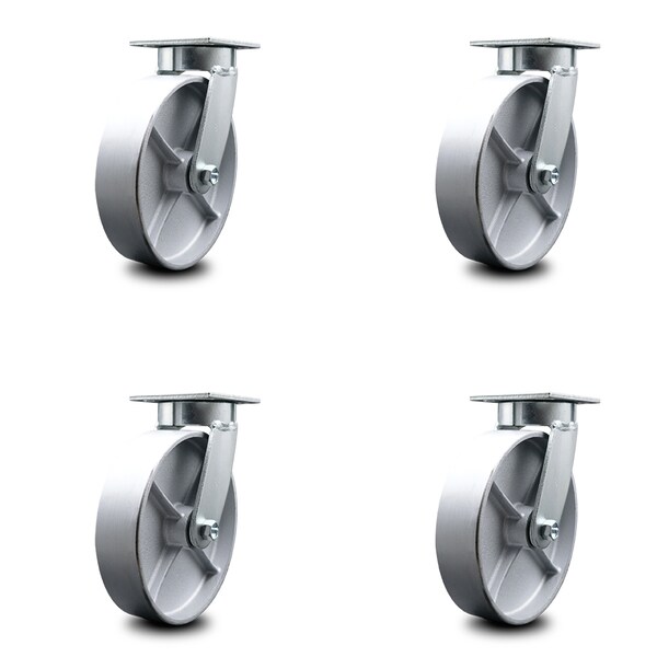 8 Inch Kingpinless Semi Steel Wheel Swivel Top Plate Caster SCC, 4PK